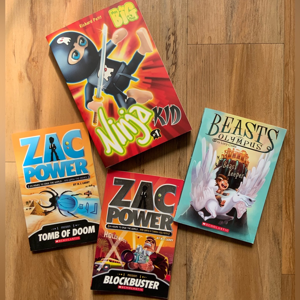 Bundle of 4 Chapter Books - Zac Power, Ninja Kid, Beasts of Olympus